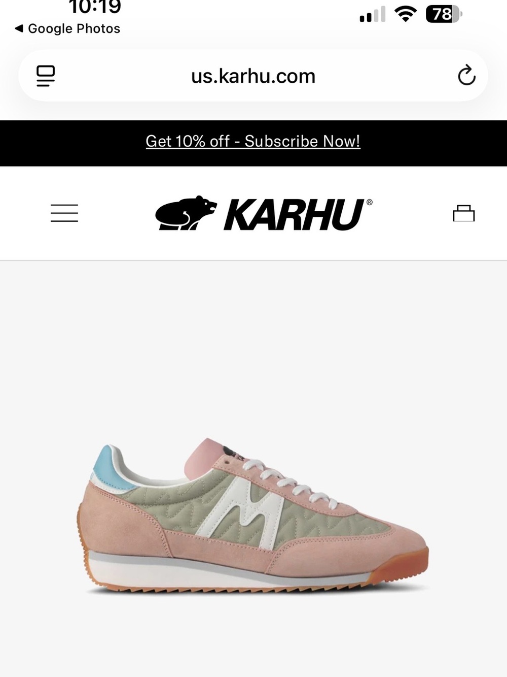 Karhu Women's Suede sneaker Pink and Light Blue Sz 8 they run big 8.5 Australian